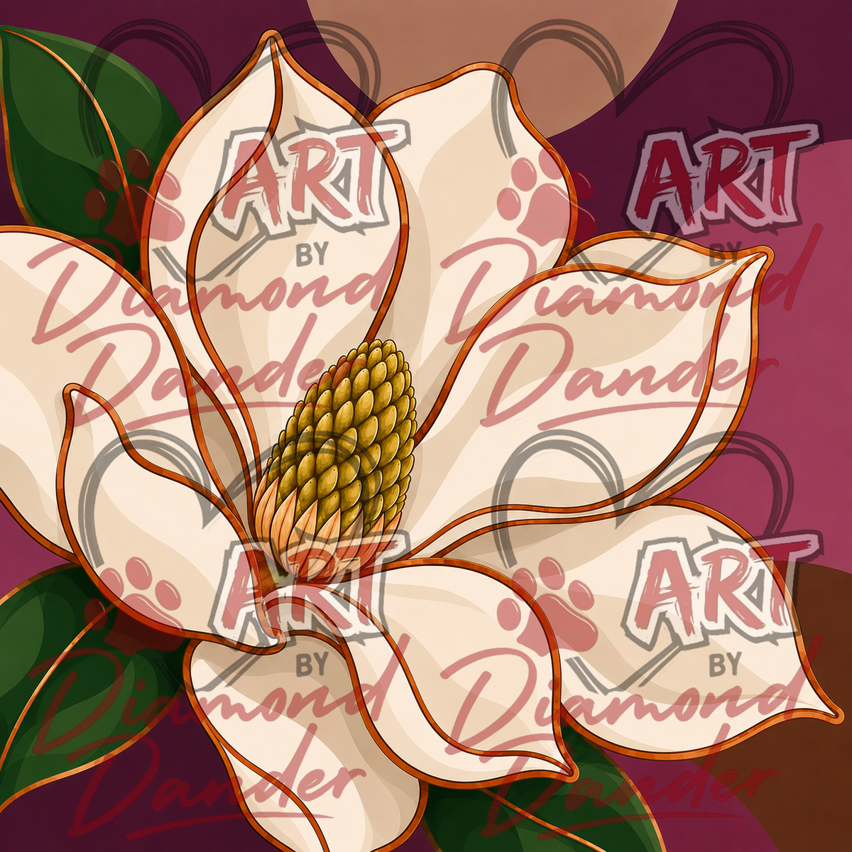 Blush & Bronze — magnolia diamond art kit, Art by Diamond Dander full-drill canvas
