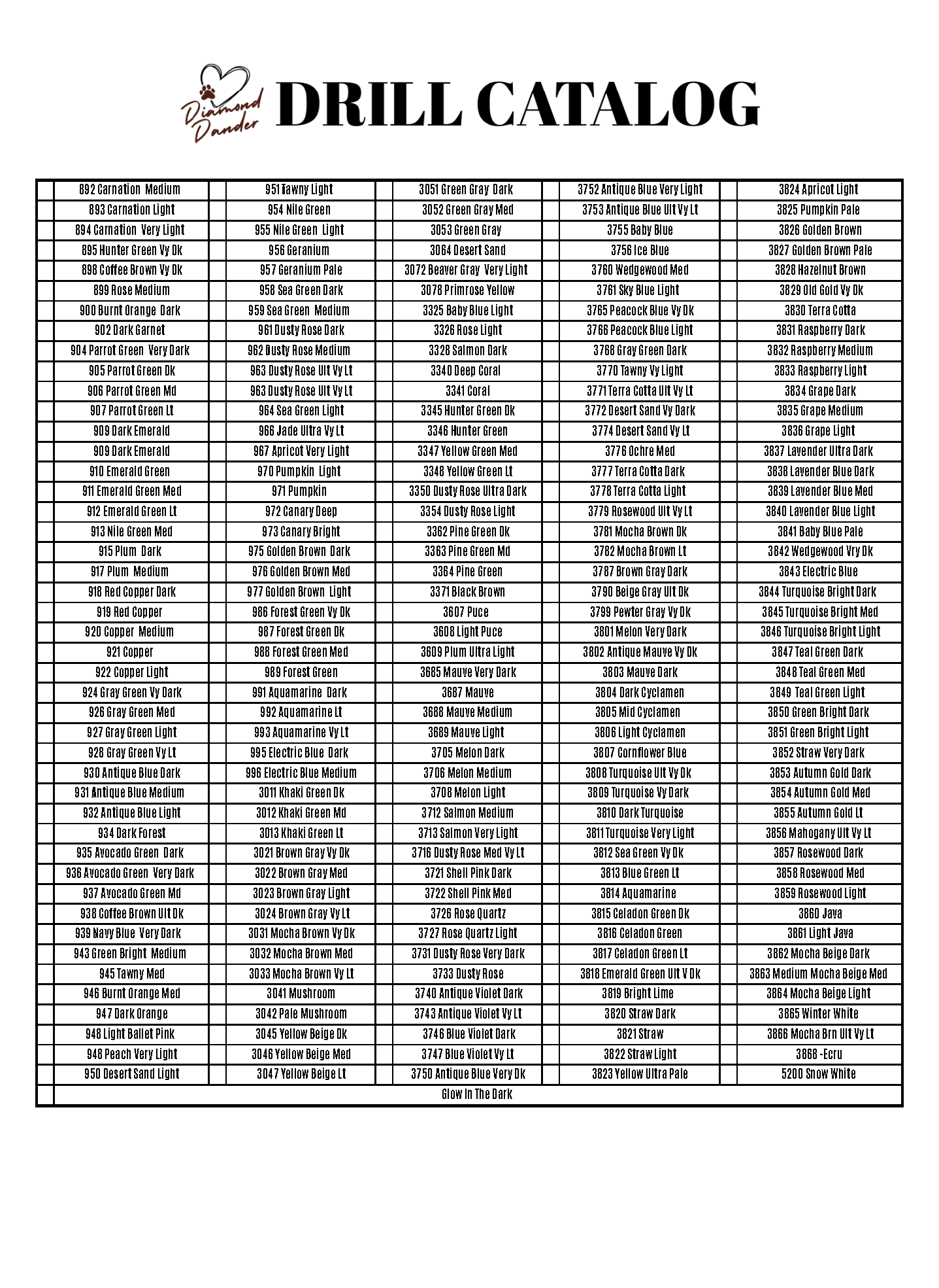 Diamond Dander Drill Catalog