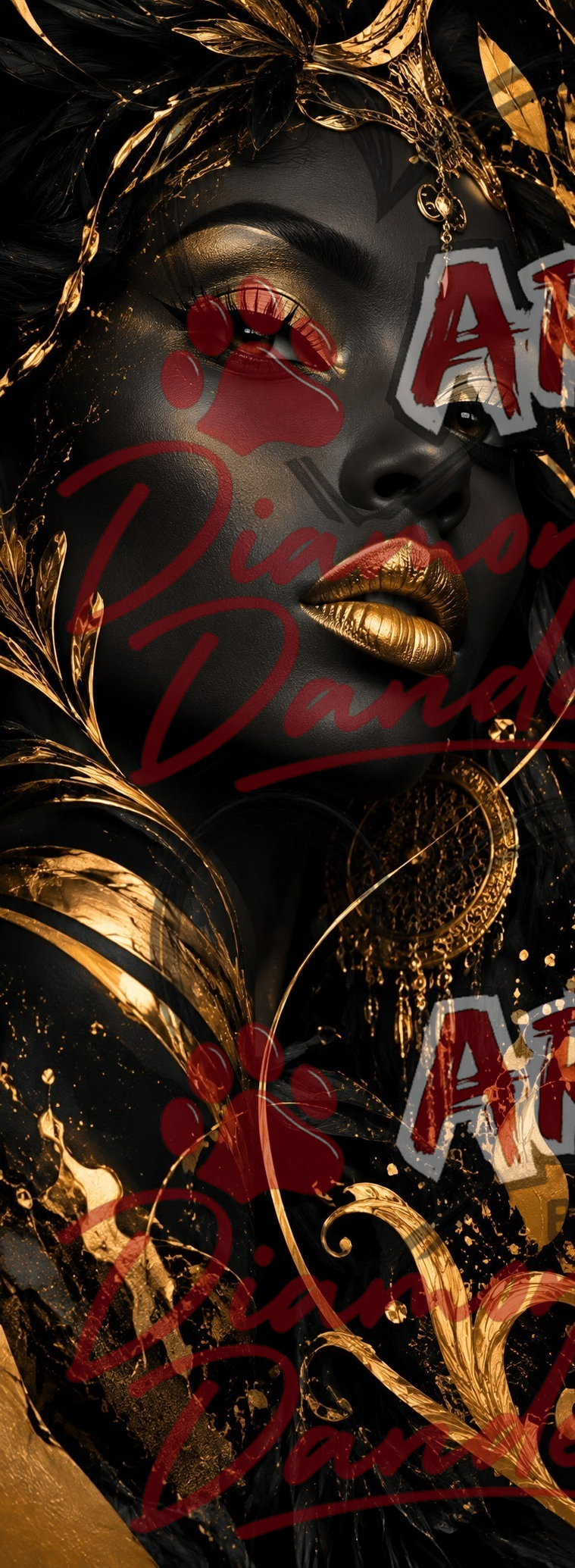 Art By Diamond Dander - THE MAULING: Gilded Noir Queen