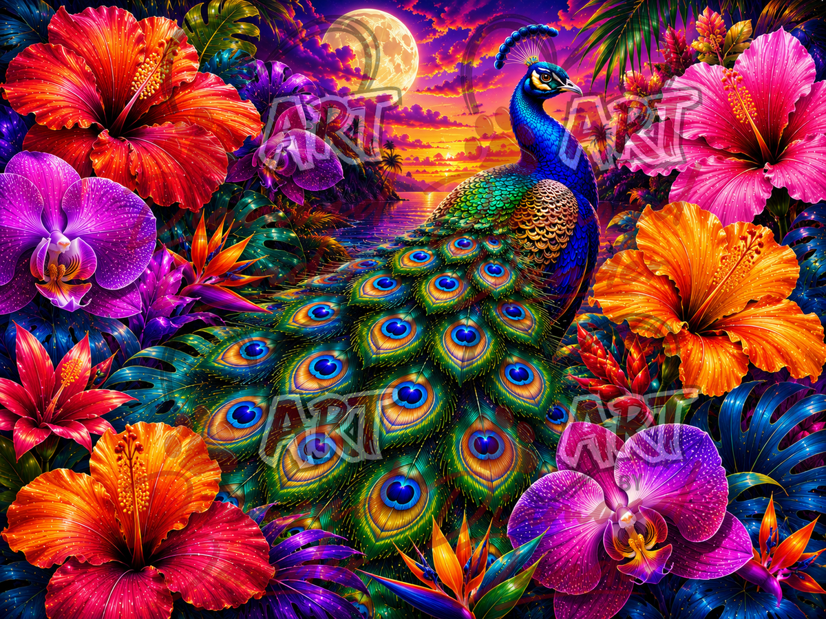 Art By Diamond Dander - Peacock In Paradise
