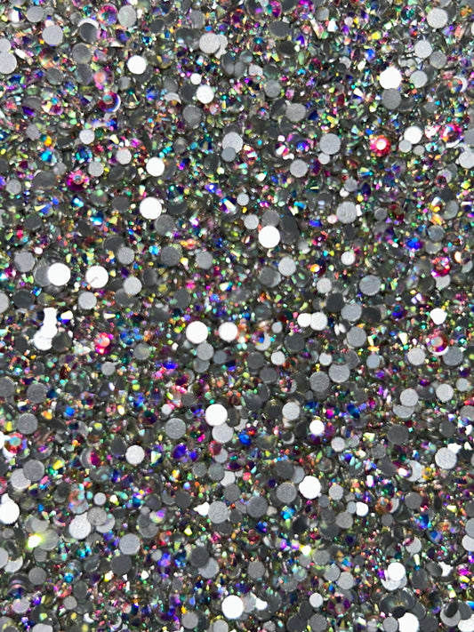 Diamond Dander: Filler Crystal AB Glass Rhinestones - Silver Back