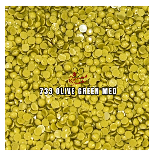 Diamond Dander: 733  Olive Green Med - Round Drill