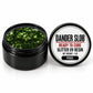 Craft Bully Dander Slob Pixel glitter UV resin in a 1 oz black jar.