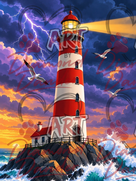 Art By Diamond Dander - Lighthouse Beyond the Waves