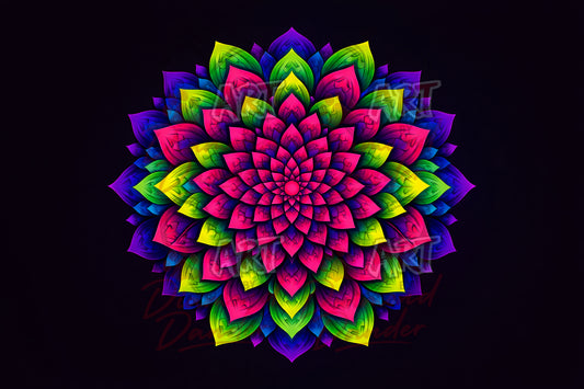 Art By Diamond Dander - Neon Lotus Mandala