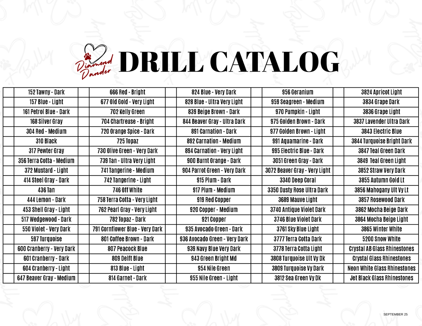 Diamond Dander Drill Catalog – Printable & Downloadable