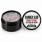 Craft Bully Dander Slob Boomerang glitter UV resin in a 3 oz black jar.