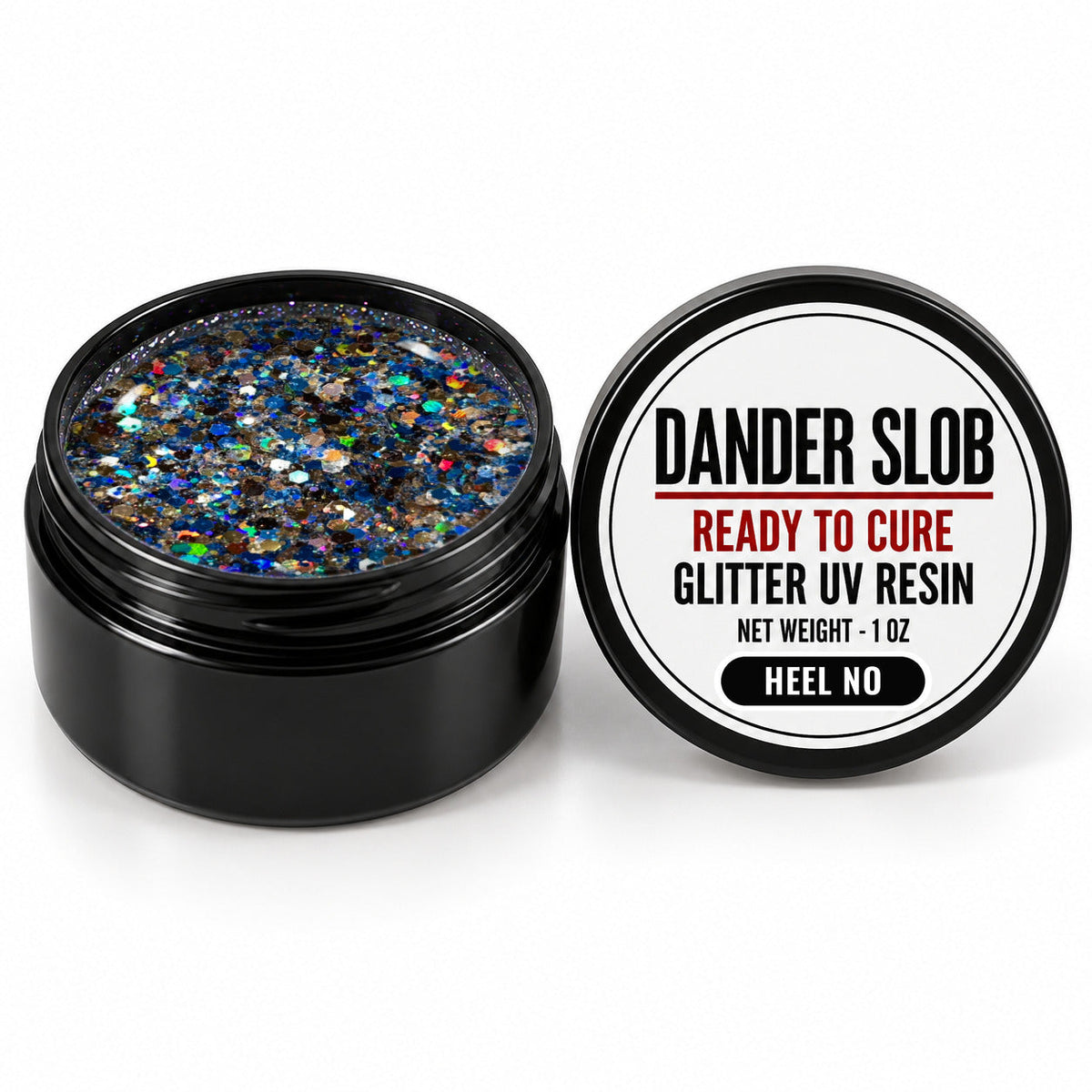 Craft Bully Dander Slob Heel No glitter UV resin in a 1 oz black jar.