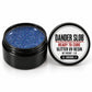 Craft Bully Dander Slob LL Drool J glitter UV resin in a 1 oz black jar.