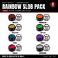 Craft Bully Dander Slob Rainbow Slob Pack in chunky glitter, 8 jars of ready-to-cure UV resin in rainbow colors.