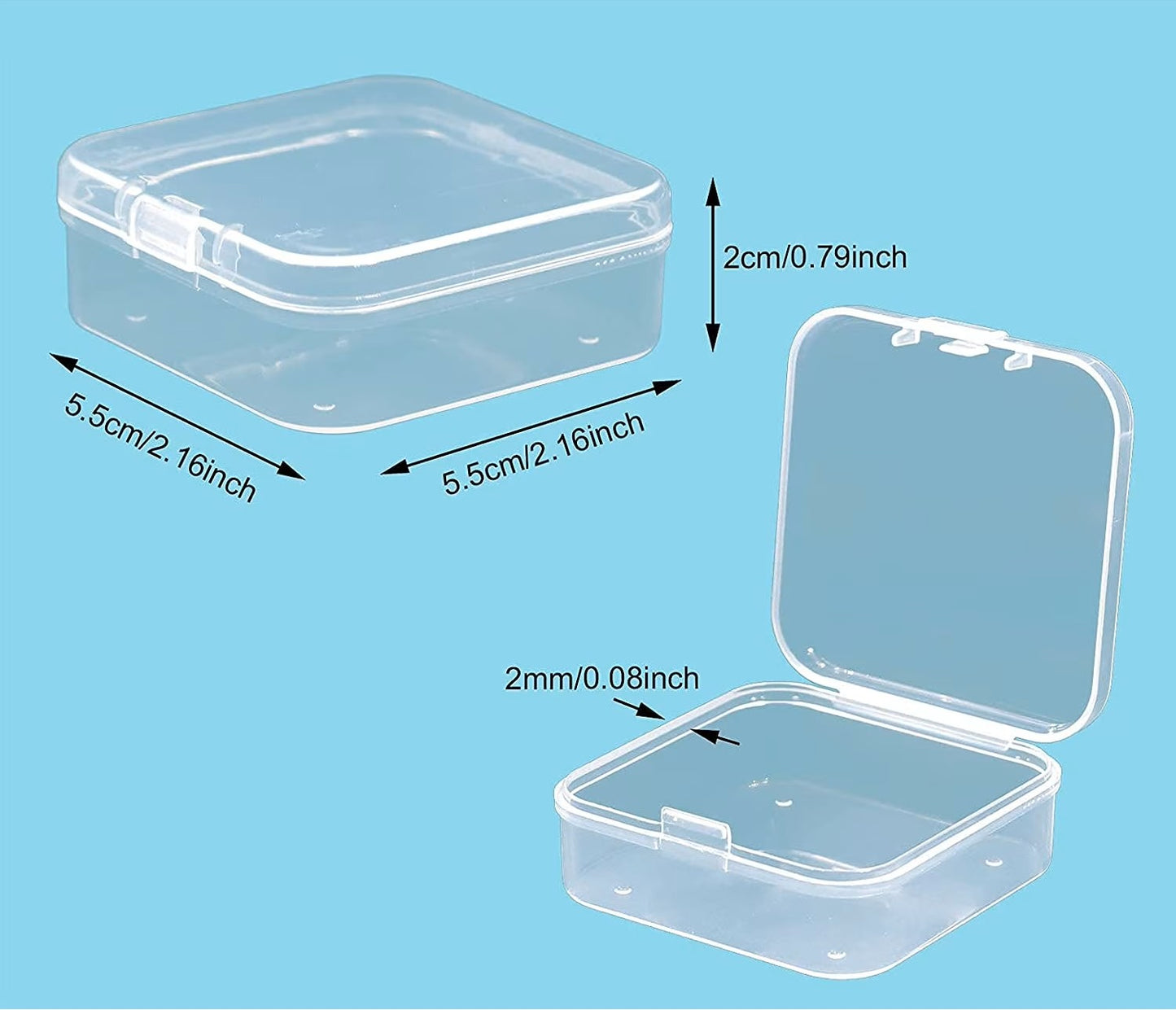 Mini Clear Plastic Storage Containers — Organizer Boxes for Beads, Jewelry & Crafts